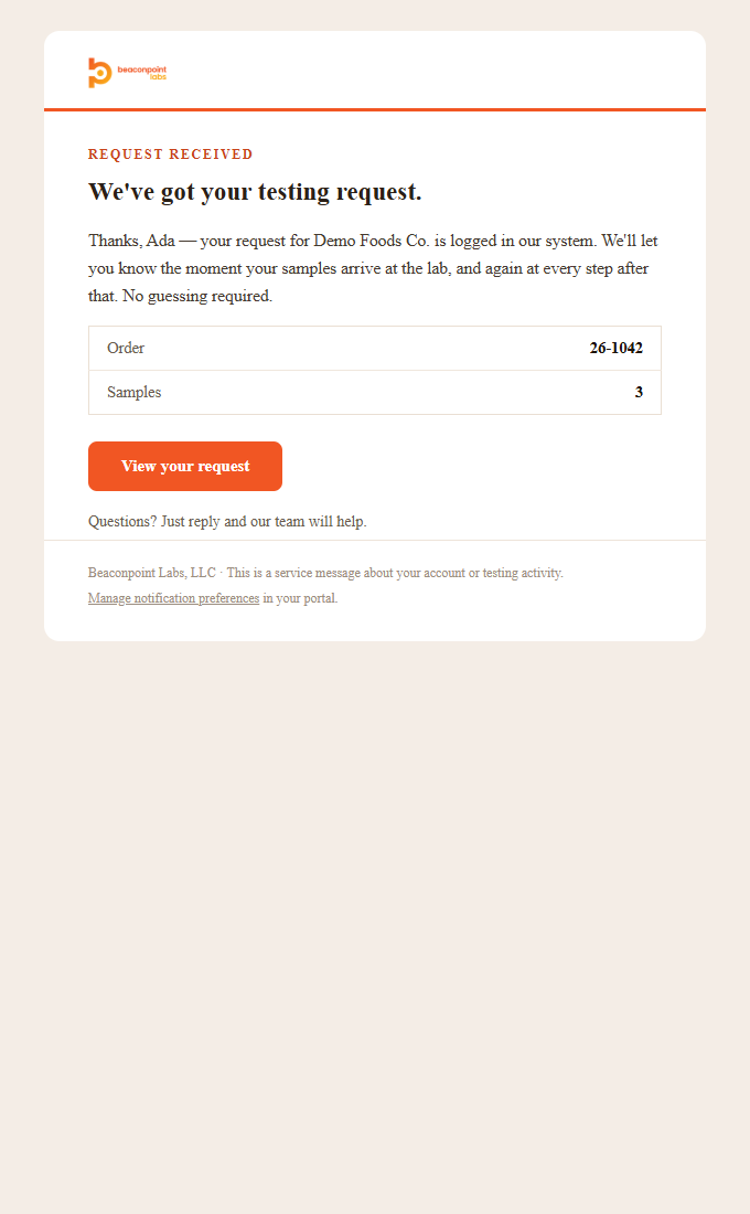 email 02 request received