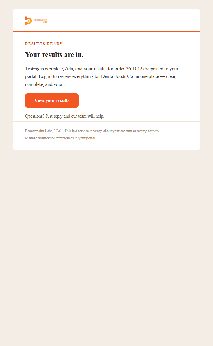 email 03 results ready